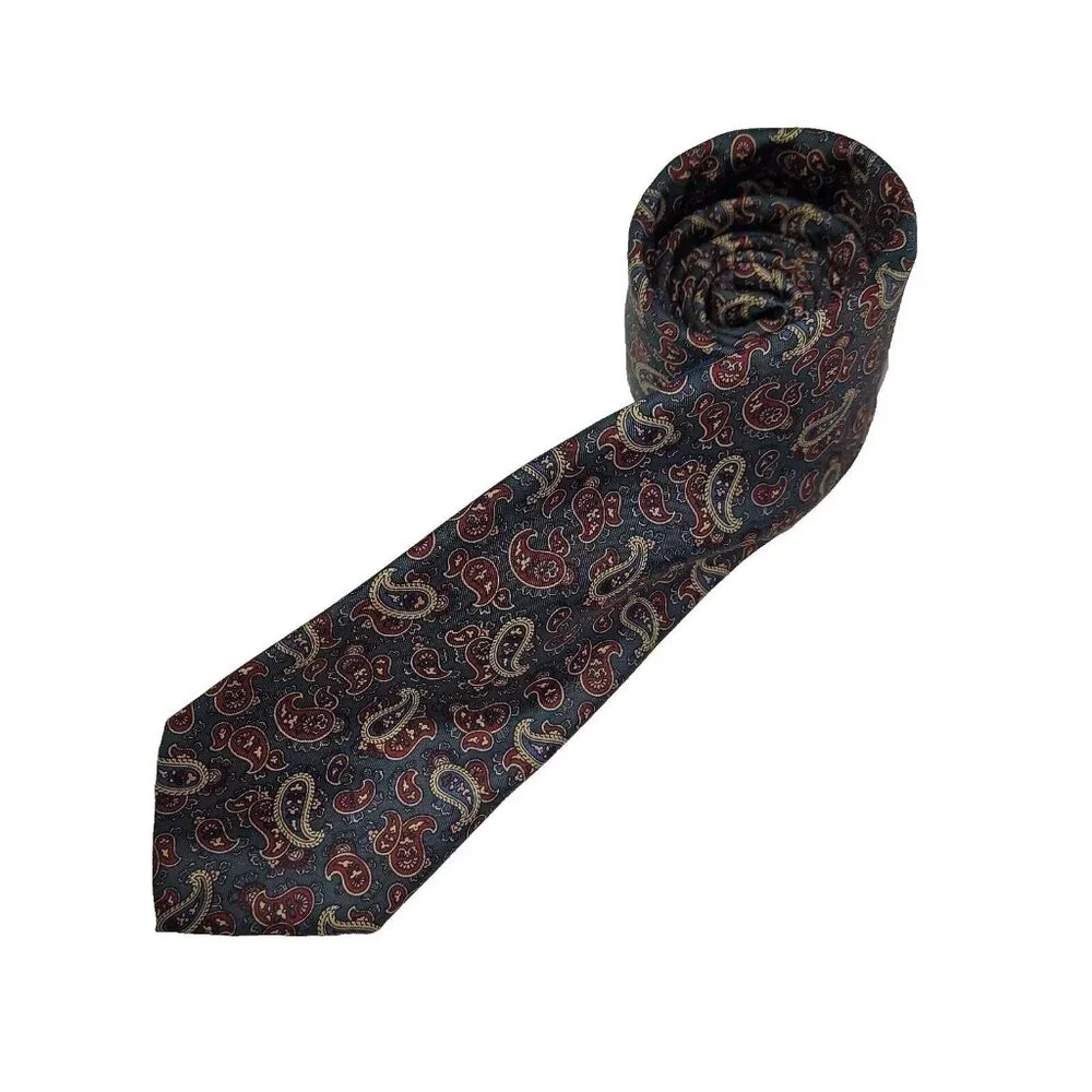 Robert Talbott Silverwoods Tie Mens One Size Paisley Print Silk Handmade Necktie